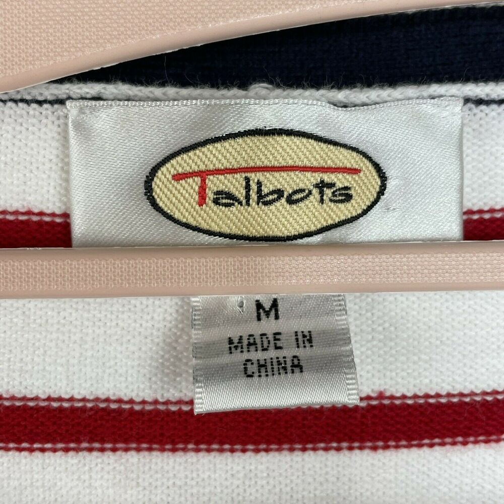 Talbots White Red Stripe Button Front 1/2 Sleeve … - image 7